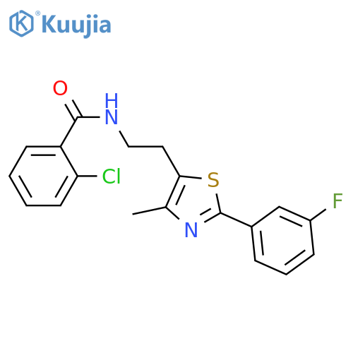 2-chloro-N-{2-2-(3-fluorophenyl)-4-methyl-1,3-thiazol-5-ylethyl}benzamide structure