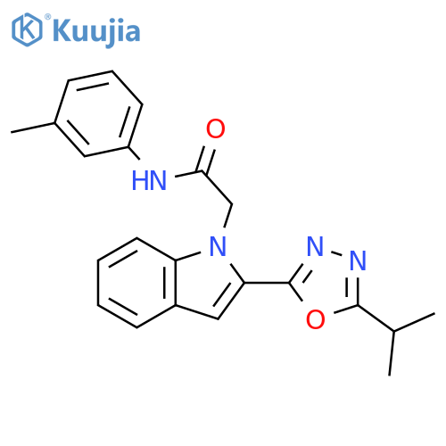 N-(3-methylphenyl)-2-{2-5-(propan-2-yl)-1,3,4-oxadiazol-2-yl-1H-indol-1-yl}acetamide structure