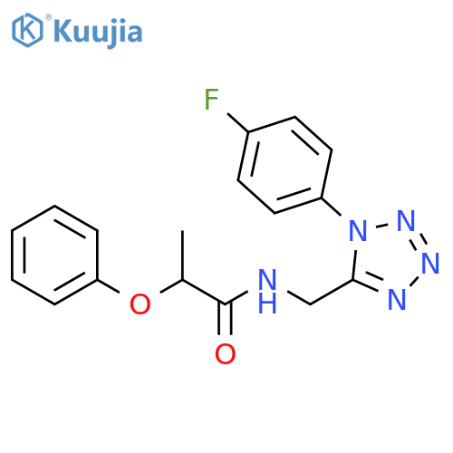 N-{1-(4-fluorophenyl)-1H-1,2,3,4-tetrazol-5-ylmethyl}-2-phenoxypropanamide structure