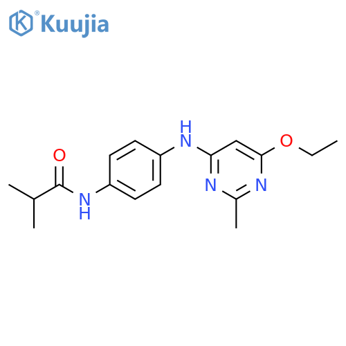 N-{4-(6-ethoxy-2-methylpyrimidin-4-yl)aminophenyl}-2-methylpropanamide structure