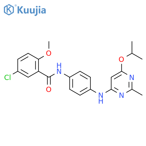 5-chloro-2-methoxy-N-(4-{2-methyl-6-(propan-2-yloxy)pyrimidin-4-ylamino}phenyl)benzamide structure
