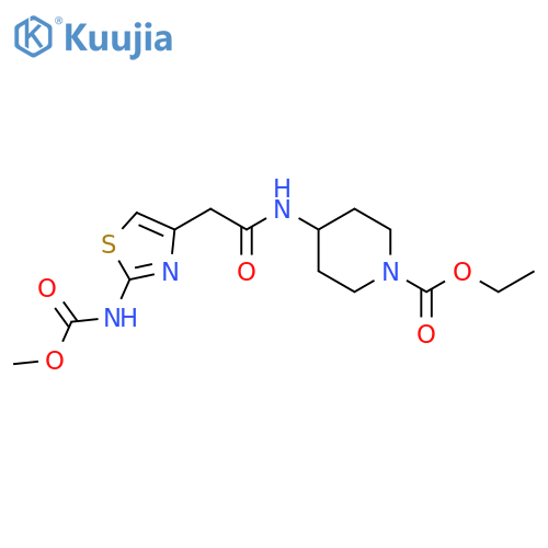 ethyl 4-(2-{2-(methoxycarbonyl)amino-1,3-thiazol-4-yl}acetamido)piperidine-1-carboxylate structure