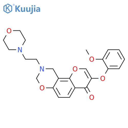 3-(2-methoxyphenoxy)-9-2-(morpholin-4-yl)ethyl-4H,8H,9H,10H-chromeno8,7-e1,3oxazin-4-one structure