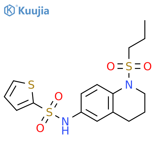 N-1-(propane-1-sulfonyl)-1,2,3,4-tetrahydroquinolin-6-ylthiophene-2-sulfonamide structure