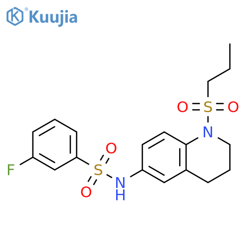 3-fluoro-N-1-(propane-1-sulfonyl)-1,2,3,4-tetrahydroquinolin-6-ylbenzene-1-sulfonamide structure