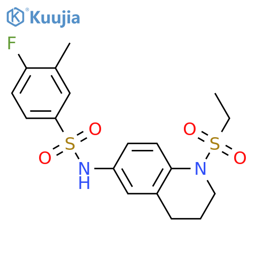 N-1-(ethanesulfonyl)-1,2,3,4-tetrahydroquinolin-6-yl-4-fluoro-3-methylbenzene-1-sulfonamide structure