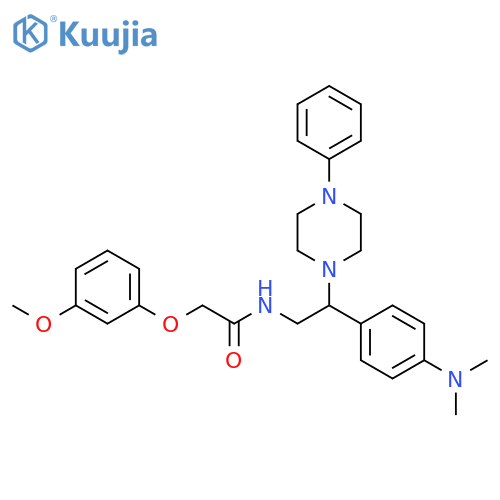 N-{2-4-(dimethylamino)phenyl-2-(4-phenylpiperazin-1-yl)ethyl}-2-(3-methoxyphenoxy)acetamide structure