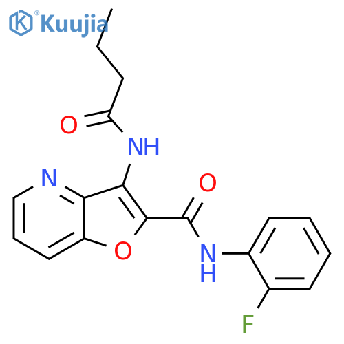 3-butanamido-N-(2-fluorophenyl)furo3,2-bpyridine-2-carboxamide structure
