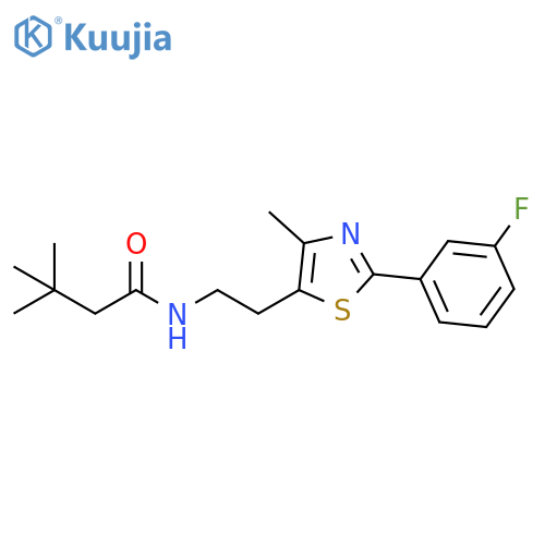 N-{2-2-(3-fluorophenyl)-4-methyl-1,3-thiazol-5-ylethyl}-3,3-dimethylbutanamide structure