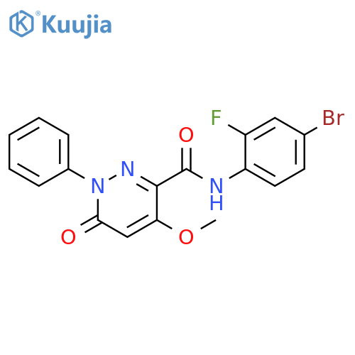 N-(4-bromo-2-fluorophenyl)-4-methoxy-6-oxo-1-phenyl-1,6-dihydropyridazine-3-carboxamide structure