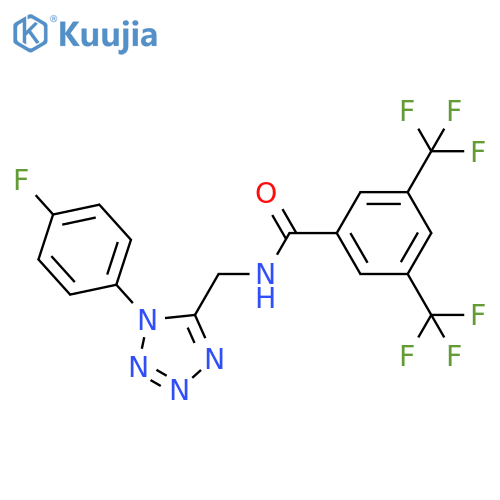 N-{1-(4-fluorophenyl)-1H-1,2,3,4-tetrazol-5-ylmethyl}-3,5-bis(trifluoromethyl)benzamide structure