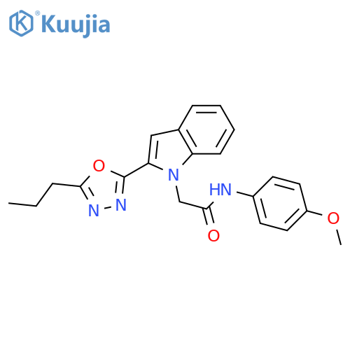 N-(4-methoxyphenyl)-2-2-(5-propyl-1,3,4-oxadiazol-2-yl)-1H-indol-1-ylacetamide structure
