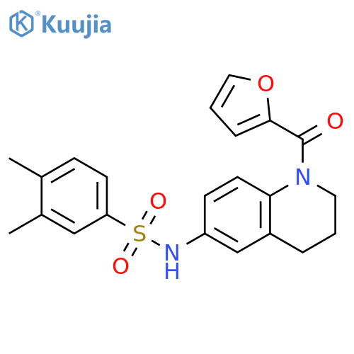 N-1-(furan-2-carbonyl)-1,2,3,4-tetrahydroquinolin-6-yl-3,4-dimethylbenzene-1-sulfonamide structure