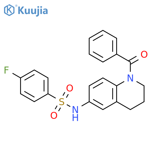 N-(1-benzoyl-1,2,3,4-tetrahydroquinolin-6-yl)-4-fluorobenzene-1-sulfonamide structure
