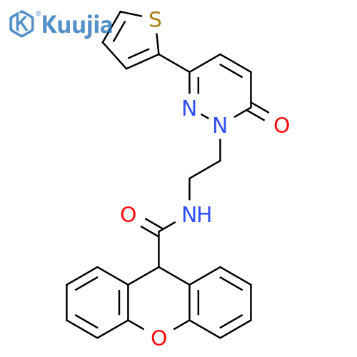 N-{2-6-oxo-3-(thiophen-2-yl)-1,6-dihydropyridazin-1-ylethyl}-9H-xanthene-9-carboxamide structure