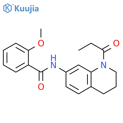 2-methoxy-N-(1-propanoyl-1,2,3,4-tetrahydroquinolin-7-yl)benzamide structure