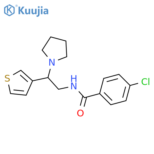 4-chloro-N-2-(pyrrolidin-1-yl)-2-(thiophen-3-yl)ethylbenzamide structure