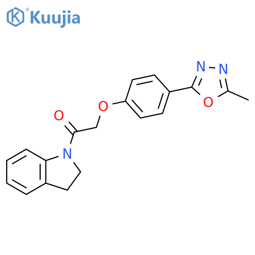 1-(2,3-dihydro-1H-indol-1-yl)-2-4-(5-methyl-1,3,4-oxadiazol-2-yl)phenoxyethan-1-one structure