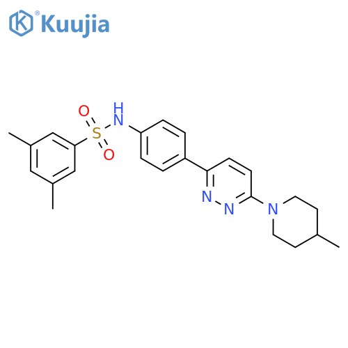 3,5-dimethyl-N-{4-6-(4-methylpiperidin-1-yl)pyridazin-3-ylphenyl}benzene-1-sulfonamide structure