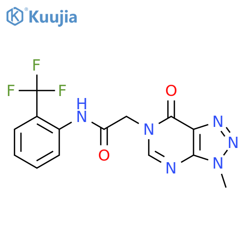 2-{3-methyl-7-oxo-3H,6H,7H-1,2,3triazolo4,5-dpyrimidin-6-yl}-N-2-(trifluoromethyl)phenylacetamide structure