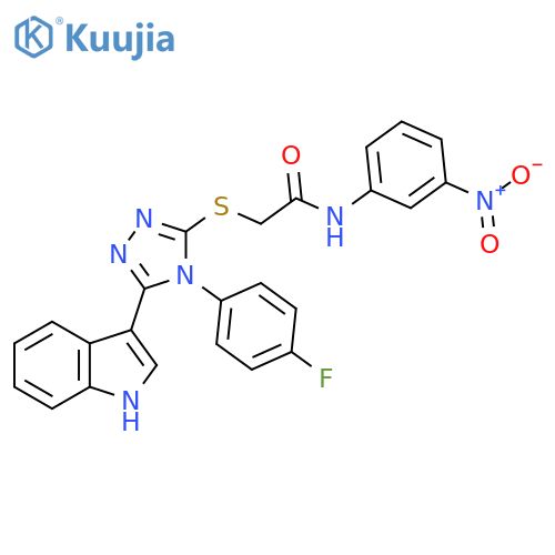 2-{4-(4-fluorophenyl)-5-(1H-indol-3-yl)-4H-1,2,4-triazol-3-ylsulfanyl}-N-(3-nitrophenyl)acetamide structure