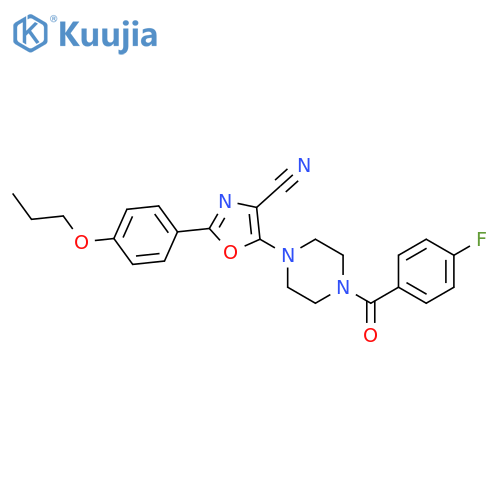 5-4-(4-fluorobenzoyl)piperazin-1-yl-2-(4-propoxyphenyl)-1,3-oxazole-4-carbonitrile structure