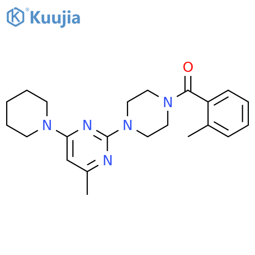 4-methyl-2-4-(2-methylbenzoyl)piperazin-1-yl-6-(piperidin-1-yl)pyrimidine structure