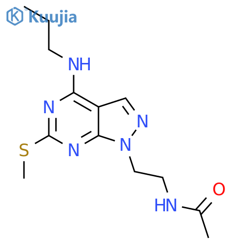 N-{2-6-(methylsulfanyl)-4-(propylamino)-1H-pyrazolo3,4-dpyrimidin-1-ylethyl}acetamide structure