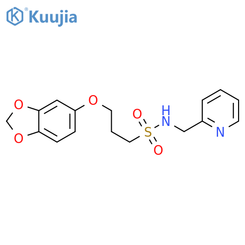 3-(2H-1,3-benzodioxol-5-yloxy)-N-(pyridin-2-yl)methylpropane-1-sulfonamide structure