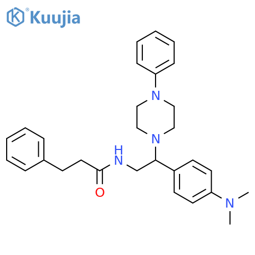 N-{2-4-(dimethylamino)phenyl-2-(4-phenylpiperazin-1-yl)ethyl}-3-phenylpropanamide structure