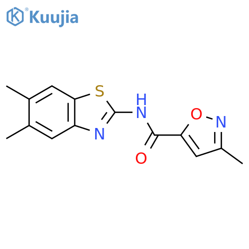 N-(5,6-dimethyl-1,3-benzothiazol-2-yl)-3-methyl-1,2-oxazole-5-carboxamide structure