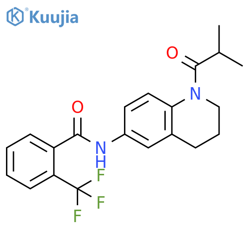N-1-(2-methylpropanoyl)-1,2,3,4-tetrahydroquinolin-6-yl-2-(trifluoromethyl)benzamide structure