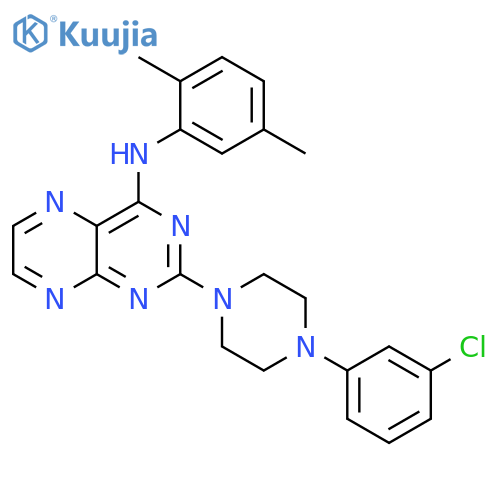 2-4-(3-chlorophenyl)piperazin-1-yl-N-(2,5-dimethylphenyl)pteridin-4-amine structure