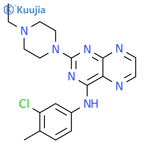 N-(3-chloro-4-methylphenyl)-2-(4-ethylpiperazin-1-yl)pteridin-4-amine structure