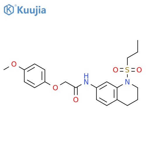 2-(4-methoxyphenoxy)-N-1-(propane-1-sulfonyl)-1,2,3,4-tetrahydroquinolin-7-ylacetamide structure