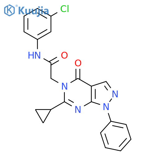 N-(3-chlorophenyl)-2-{6-cyclopropyl-4-oxo-1-phenyl-1H,4H,5H-pyrazolo3,4-dpyrimidin-5-yl}acetamide structure