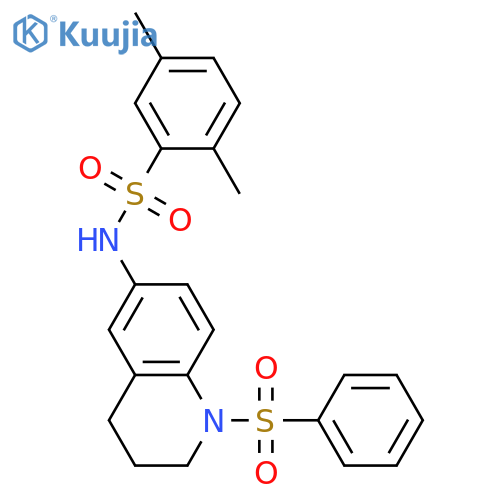 N-1-(benzenesulfonyl)-1,2,3,4-tetrahydroquinolin-6-yl-2,5-dimethylbenzene-1-sulfonamide structure