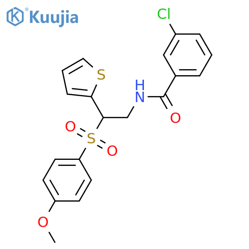 3-chloro-N-2-(4-methoxybenzenesulfonyl)-2-(thiophen-2-yl)ethylbenzamide structure