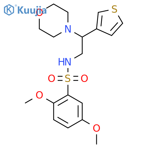 2,5-dimethoxy-N-2-(morpholin-4-yl)-2-(thiophen-3-yl)ethylbenzene-1-sulfonamide structure