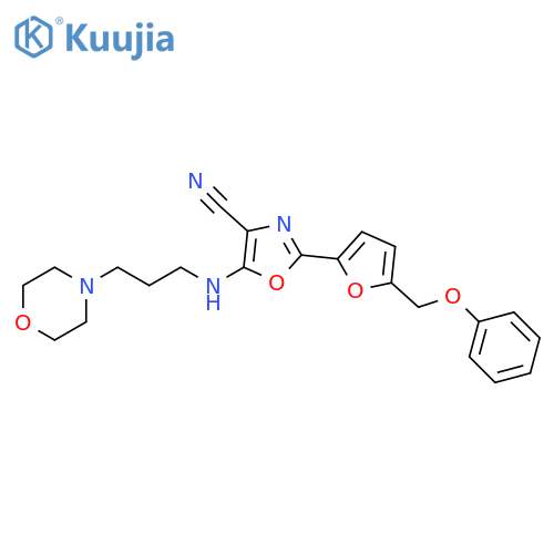 5-{3-(morpholin-4-yl)propylamino}-2-5-(phenoxymethyl)furan-2-yl-1,3-oxazole-4-carbonitrile structure