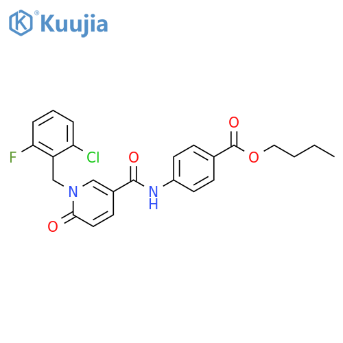 butyl 4-{1-(2-chloro-6-fluorophenyl)methyl-6-oxo-1,6-dihydropyridine-3-amido}benzoate structure