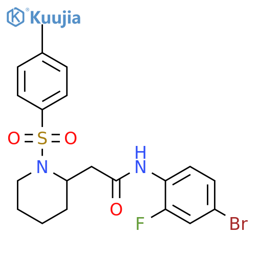 N-(4-bromo-2-fluorophenyl)-2-1-(4-methylbenzenesulfonyl)piperidin-2-ylacetamide structure