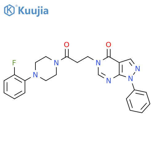 5-{3-4-(2-fluorophenyl)piperazin-1-yl-3-oxopropyl}-1-phenyl-1H,4H,5H-pyrazolo3,4-dpyrimidin-4-one structure