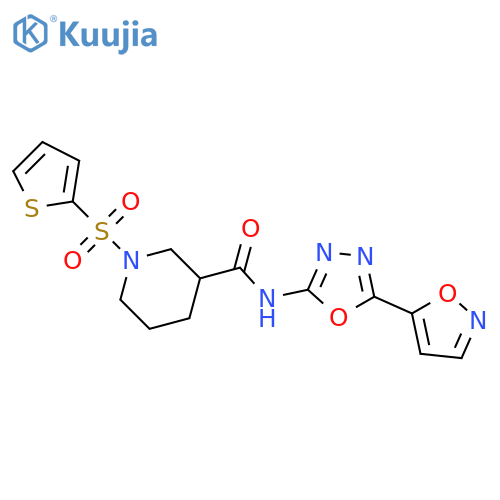 N-5-(1,2-oxazol-5-yl)-1,3,4-oxadiazol-2-yl-1-(thiophene-2-sulfonyl)piperidine-3-carboxamide structure