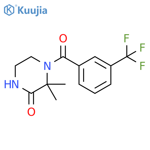 3,3-dimethyl-4-3-(trifluoromethyl)benzoylpiperazin-2-one structure
