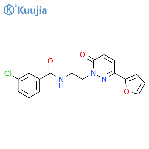 3-chloro-N-{2-3-(furan-2-yl)-6-oxo-1,6-dihydropyridazin-1-ylethyl}benzamide structure