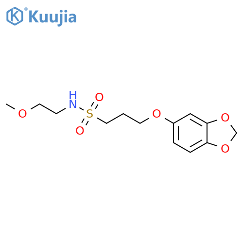 3-(2H-1,3-benzodioxol-5-yloxy)-N-(2-methoxyethyl)propane-1-sulfonamide structure