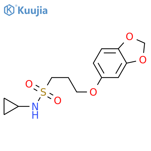 3-(2H-1,3-benzodioxol-5-yloxy)-N-cyclopropylpropane-1-sulfonamide structure