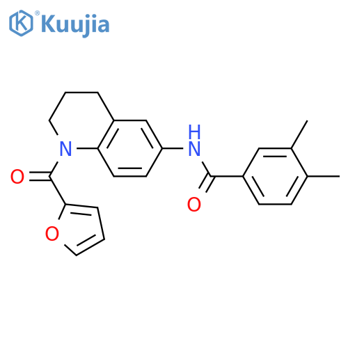 N-1-(furan-2-carbonyl)-1,2,3,4-tetrahydroquinolin-6-yl-3,4-dimethylbenzamide structure
