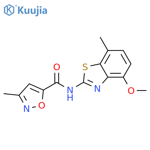 N-(4-methoxy-7-methyl-1,3-benzothiazol-2-yl)-3-methyl-1,2-oxazole-5-carboxamide structure